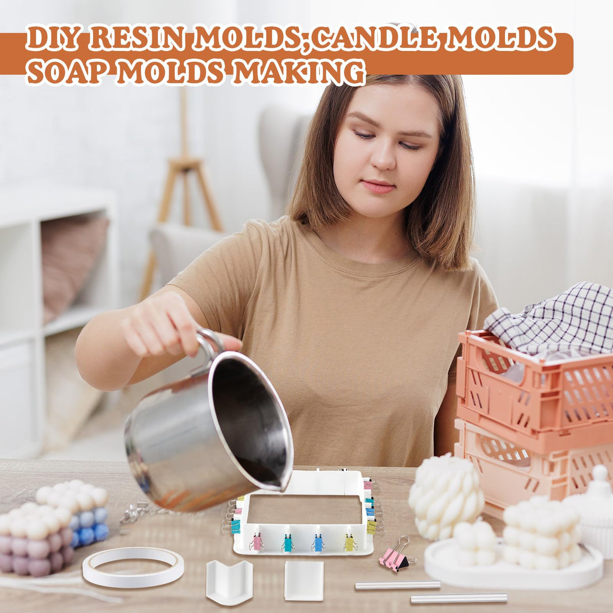 Tioncy 2 Pack Adjustable Mold Housing for Silicone Molds Making Reusable Plastic Housing Frame Silicone Mold Making Kit with Back Sheets Hot Glue Tioncy