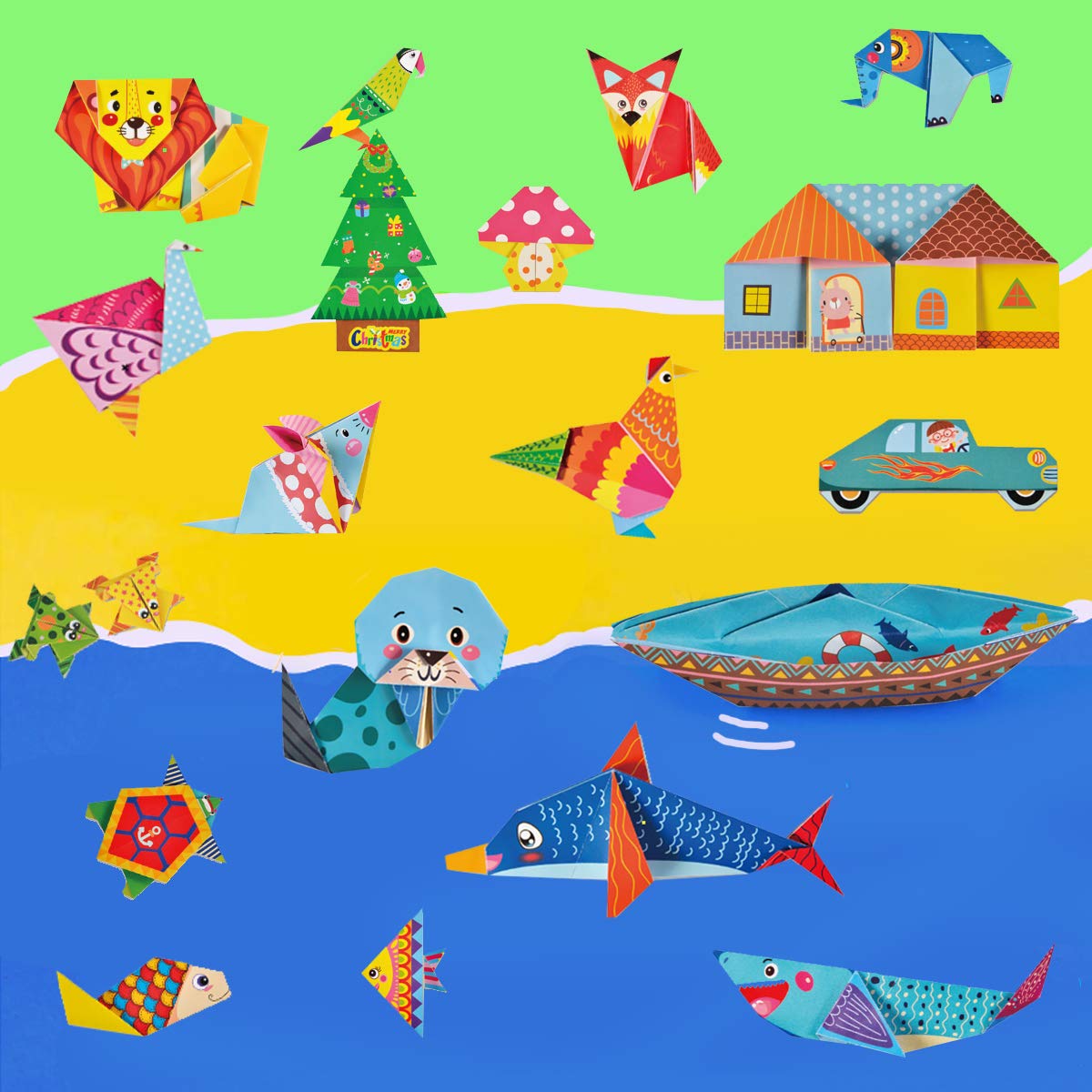 hapray Origami Kit 144 sheets Origami Paper for Kids 72 Patterns with Craft Guiding Book hapray