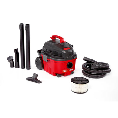 Craftsman CMXEVBE17040 4 Gallon 5.0 Peak HP Wet/Dry Vac, Portable Shop Vacuum with Attachments