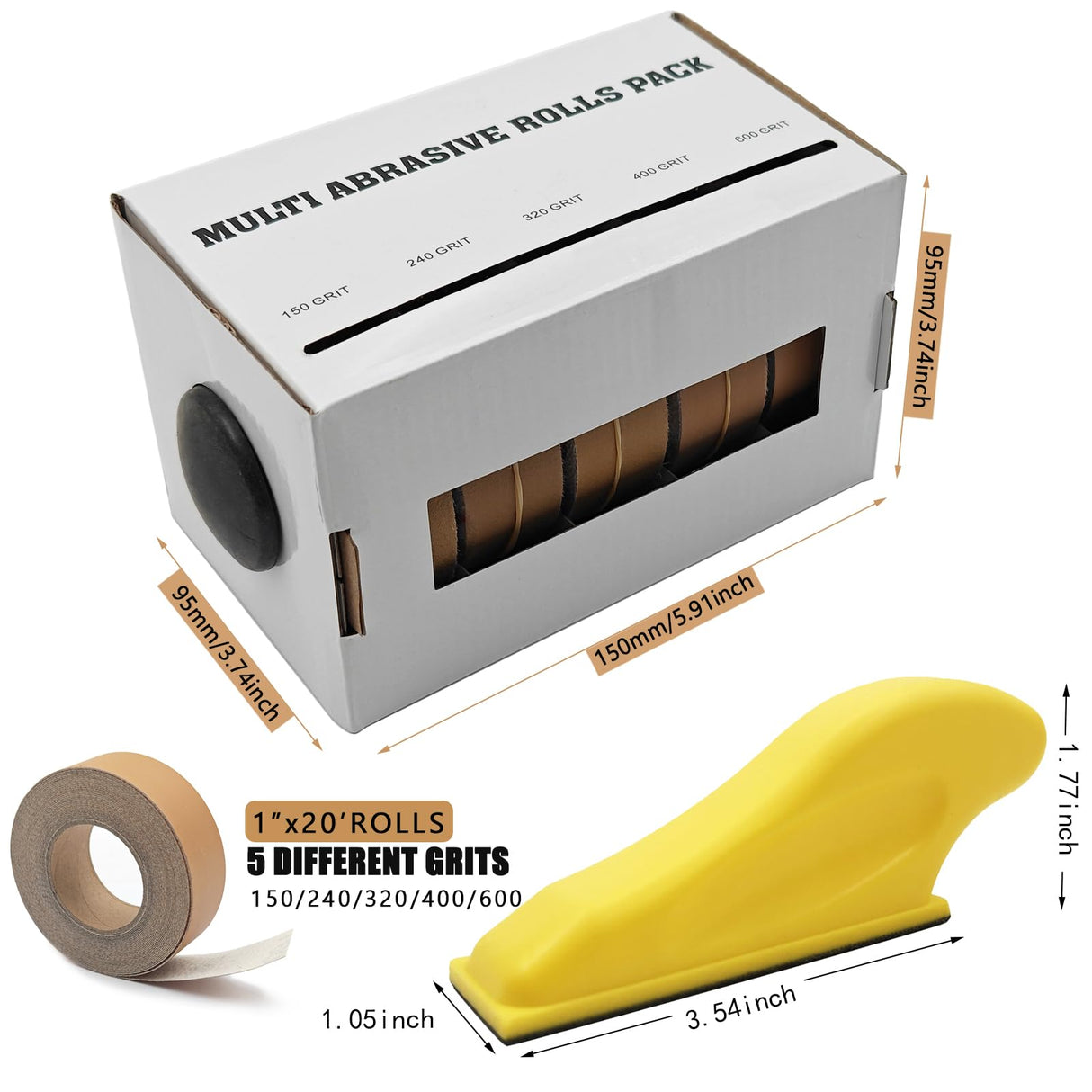 QYQRQF Hand Sander Kit, Assorted Micro Sander Sand Paper 150 240 320 400 600 Grits Hoop and Loop Sandpaper with 2pcs Detail Sanders for DIY Crafts QYQRQF