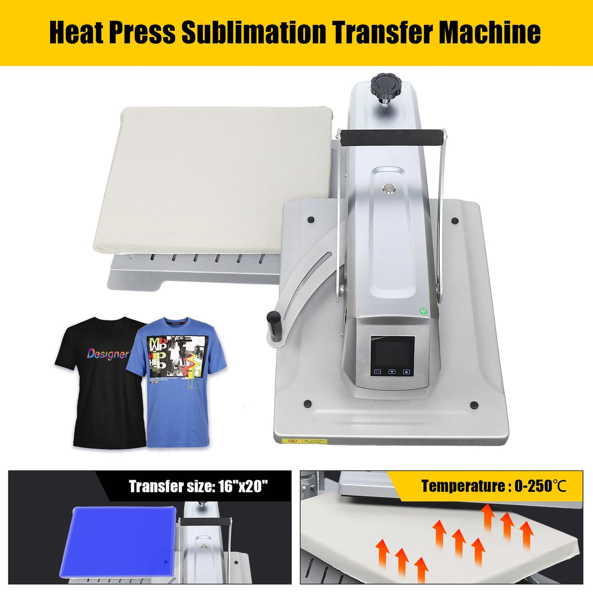 Swing Away Heat Press Machine with Digital Control, 15x15 inch Heat Press Machine for T Shirts Printing Machine Manual Sublimation Transfer Printer Gworobie