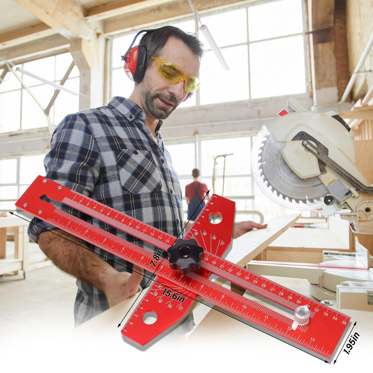 Woodworking Scriber Marking Line Ruler T Type Woodworking Ruler 13 inch Layout and Measuring Tools Precision Marking T-Ruler Positioning BOWEITI