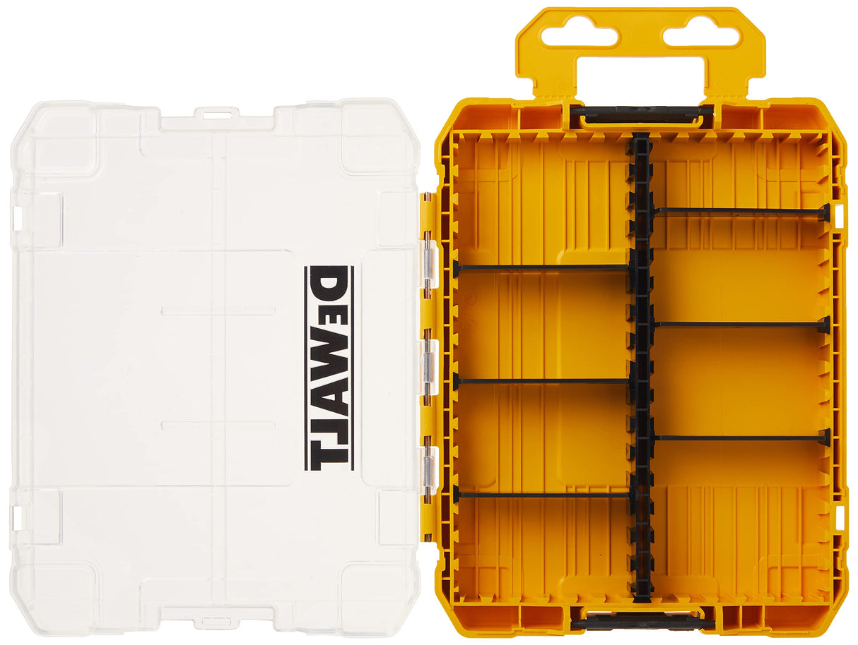 DEWALT TSTAK Tool Box, 8-Compartments, Clear Lid Organizer, Side Latches for Easy Connection, Removable Compartments for Small Tools and DEWALT