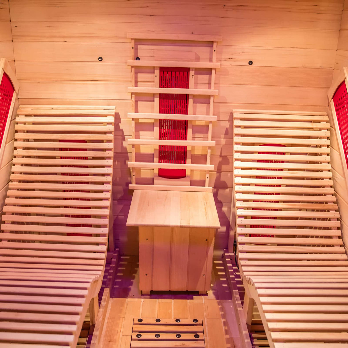 Smartmak Far Infrared Two Person Luxurious Wood Sauna, Canadian Hemlock Home Wooden Sauna Spa Room with Recliner, 3400W Indoor Sauna Detox Therapy Smartmak