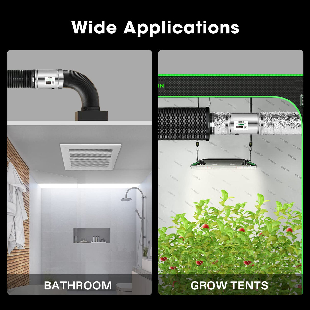 VIVOSUN 6 Inch Inline Duct Fan 240 CFM, HVAC Exhaust Ventilation Fan with Low Noise for Basements, Bathrooms, Kitchens and Attics, Silver VIVOSUN