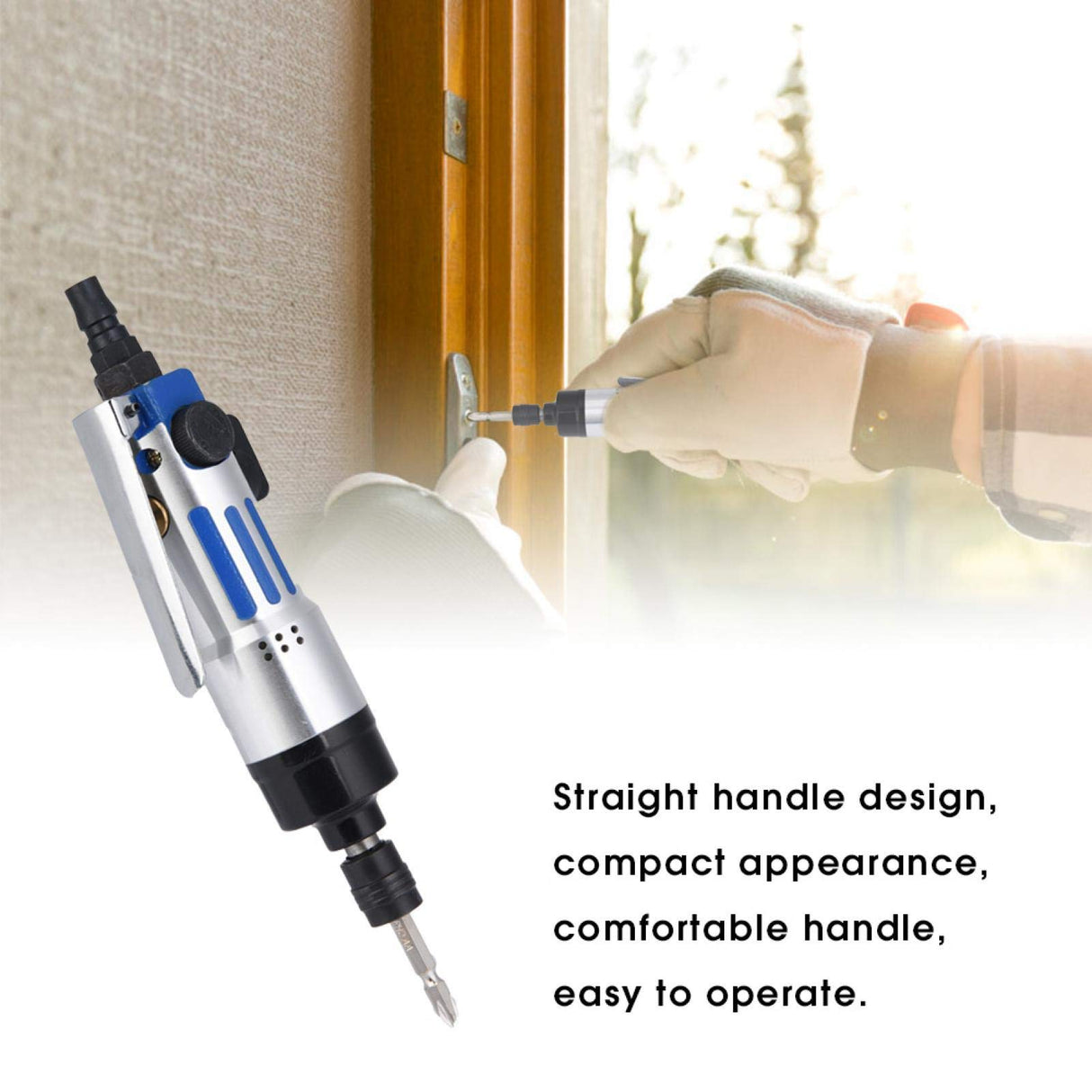 Air Screwdriver, Adjustable Industrial Screwdriver, 1/4" Pneumatic Air Screwdriver Straight Hand Industrial Screw Driver Tool 9000rpm jinyi