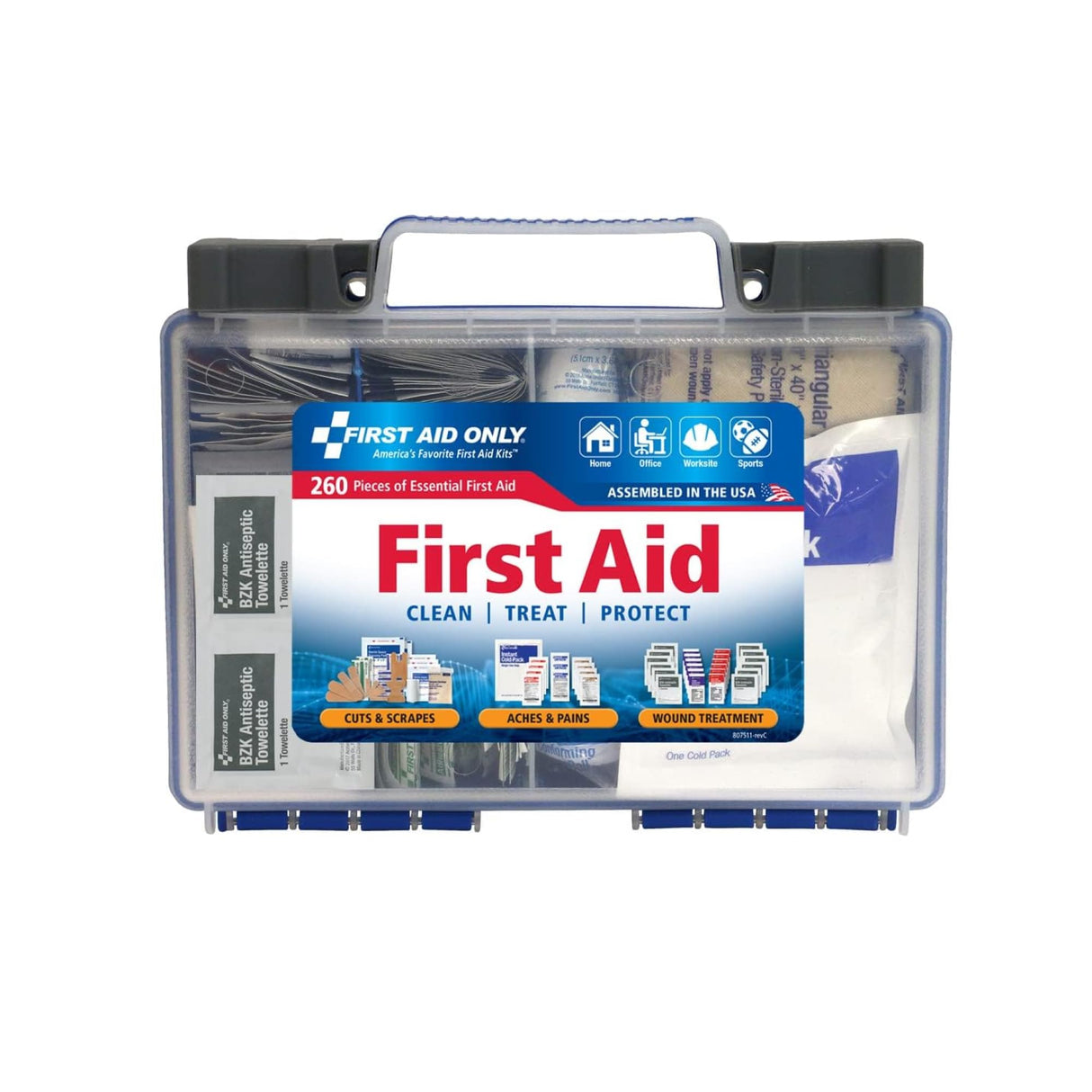 First Aid Only 91248 OSHA-Compliant All-Purpose 50-Person Emergency First Aid Kit for Home, Work, and Travel, 260 Pieces First Aid Only