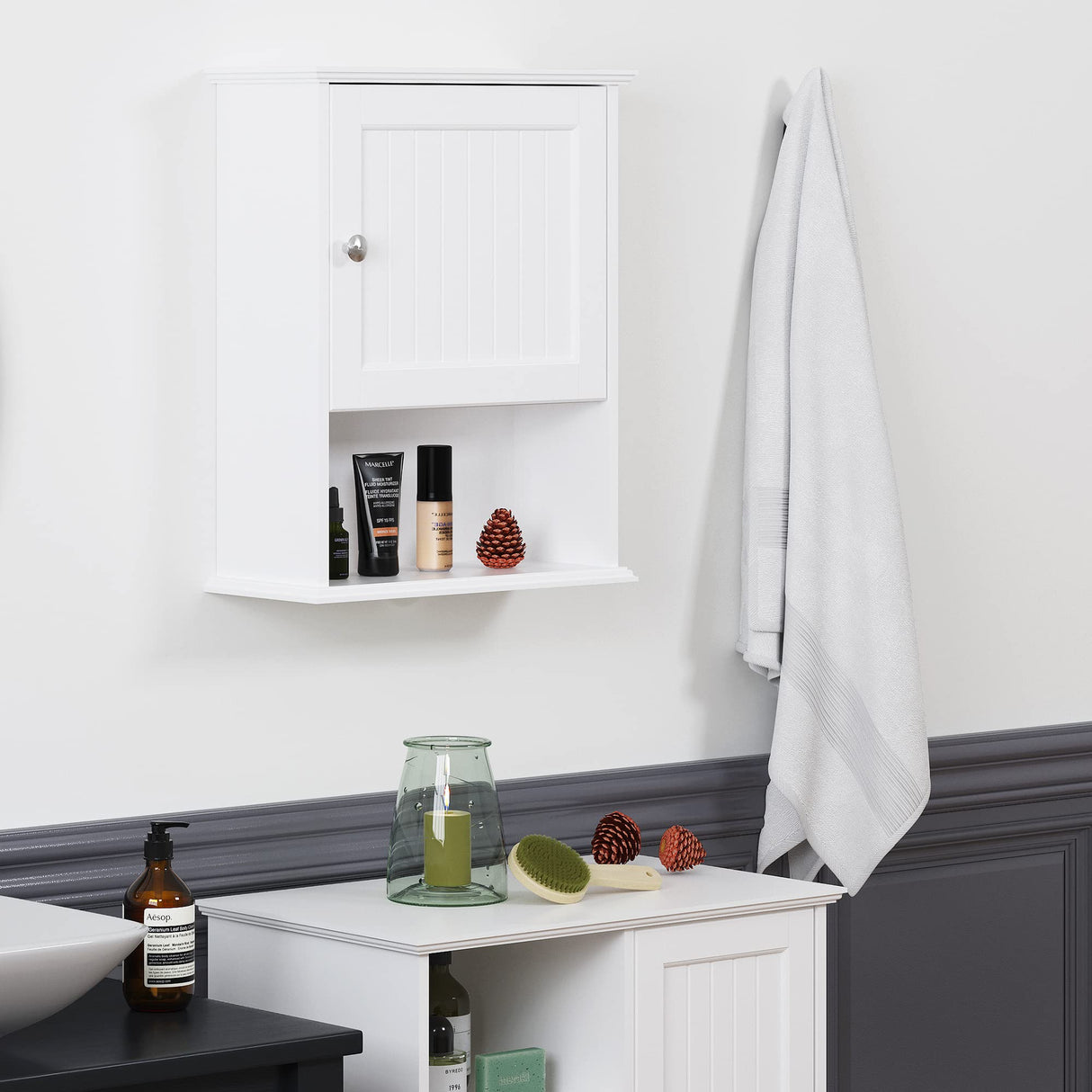 Spirich Wall-Mounted Bathroom Cabinet with Adjustable Shelf in White Spirich