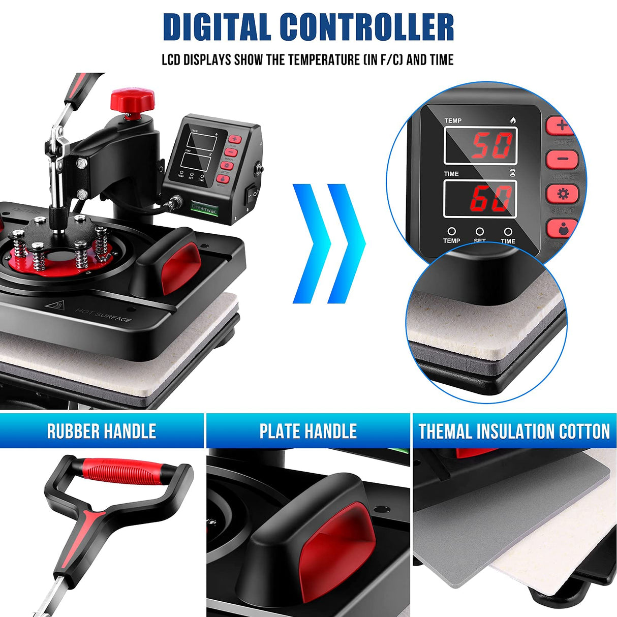 AKEYDIY 8 in 1 Heat Press Machine Professional Sublimation Machine 15" X 12" Swing Away Shirt Printing Heat Transfer Digital Industrial-Quality Heat AKEYDIY