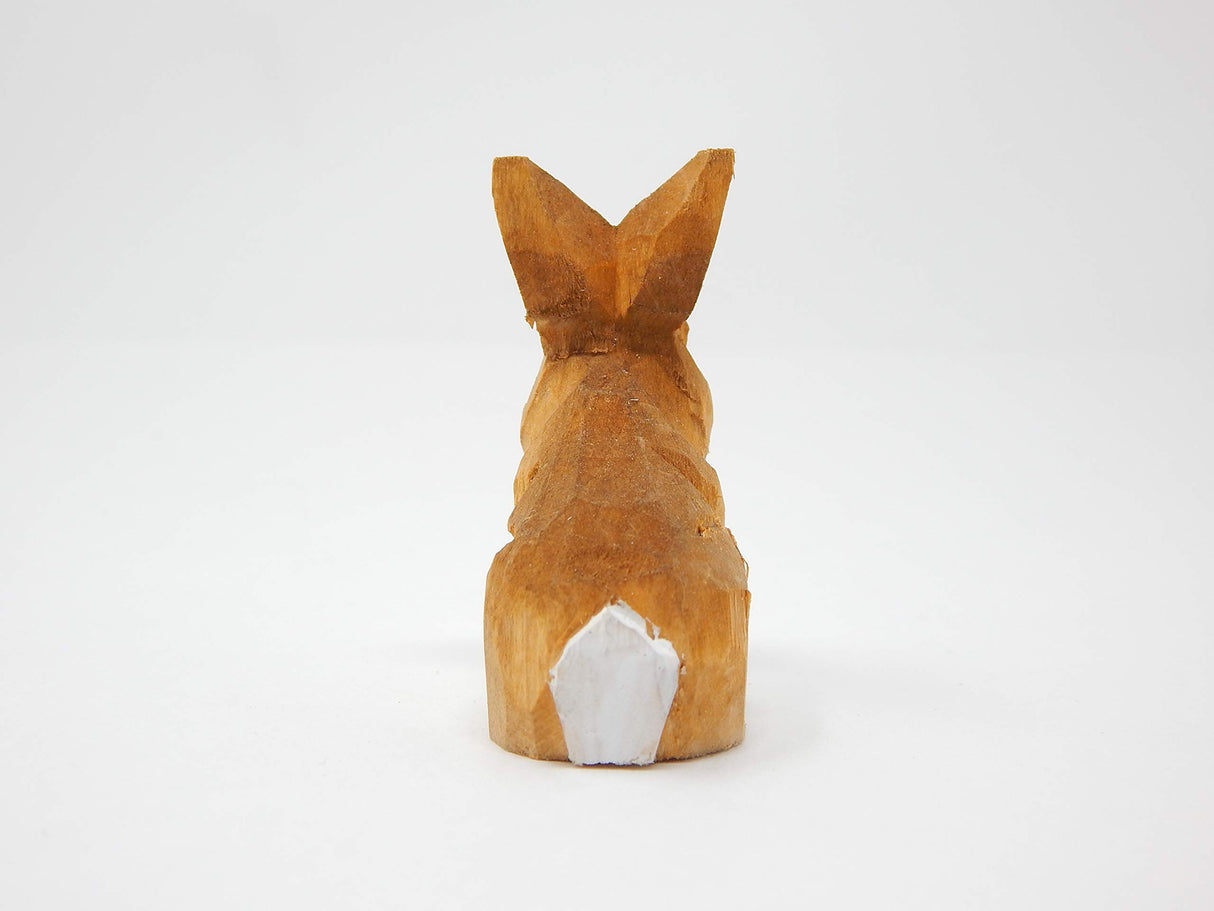 Selsela Brown Rabbit Bunny Miniature Wood Figurine Garden Statue Small Animal Decoration Art Selsela