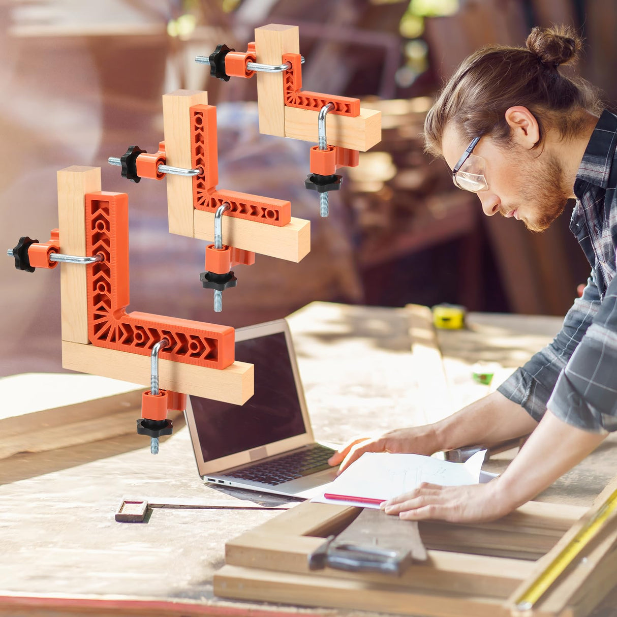 90 Degree Clamp, Positioning Squares Set of 12(3" 4" 6") Right Angle Clamp, Corner clamps, Woodworking Tool for Pictures Frames, Cabinets, Boxes ZTUKOMN