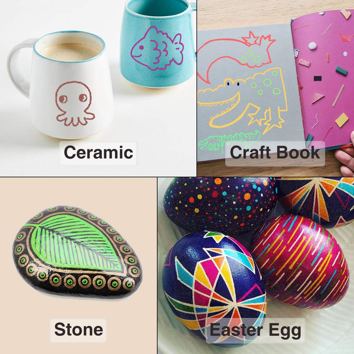 JR.WHITE Metallic Paint Markers, 10 Colors, Acid-Free, Smooth Writing, Ideal for Arts & Crafts, Scrapbooking, DIY Projects, Glass, Wood, Card Making JR.WHITE