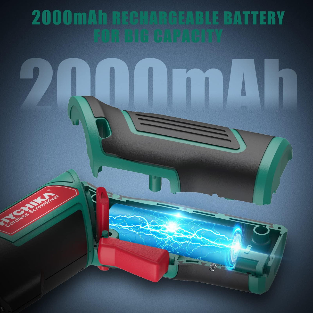 Cordless Screwdriver 6 N.m, HYCHIKA 4V 2000mAh Electric Screwdriver Gun, Adjustable 2 Position Handles, Front LED, DC Charging, 20pcs Accessories HYCHIKA BETTER TOOLS FOR BETTER LIFE