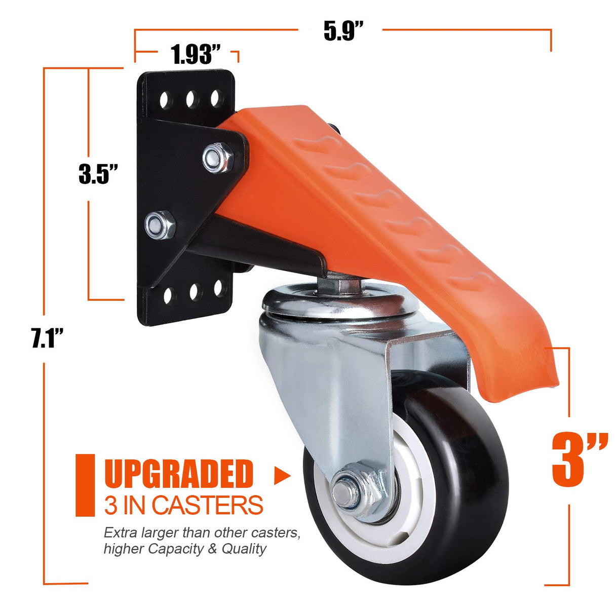 Ronlap Workbench Casters Kit 880 Lbs Capacity, 3" Extra Heavy Duty Retractable Casters 4 Pack, Side Mounted Adjustable Table Stepdown Casters Ronlap