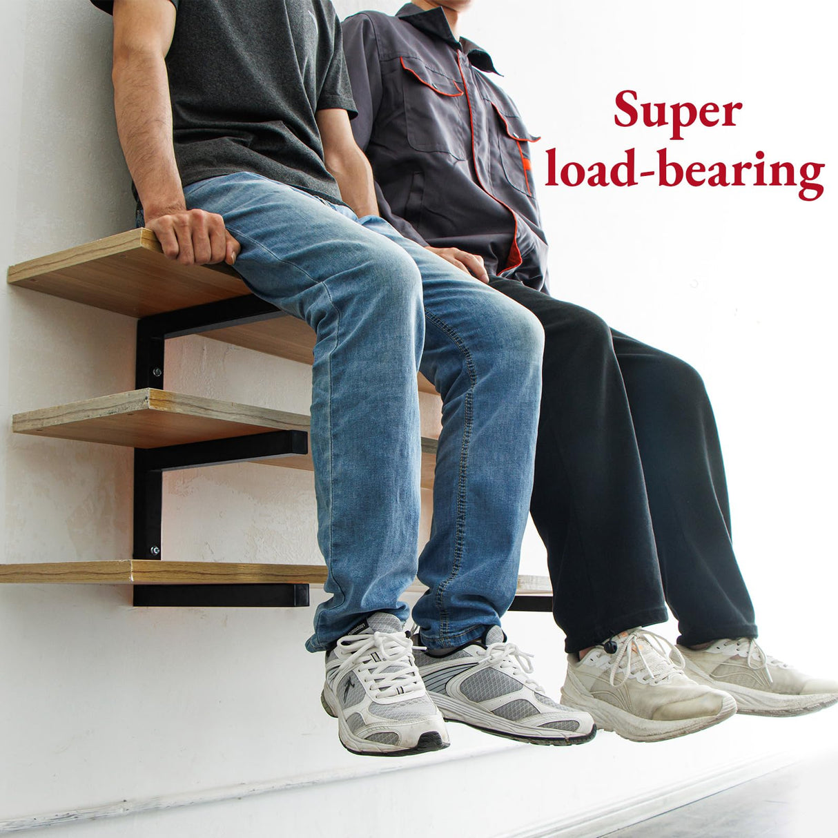 MOOMSINE Lumber Storage Rack Wall Mount, Heavy Duty Metal Wood Organizer with 6-Level Each Shelf Holds Up 200 Lbs, Indoor & Outdoor Use - Black MOOMSINE