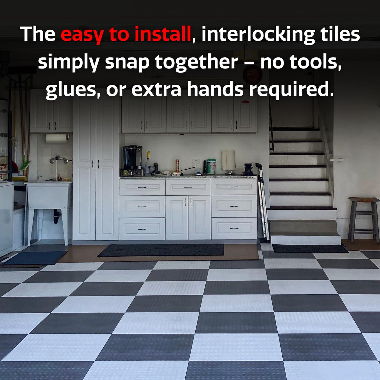 Big Floors GarageDeck Coin Pattern, Durable Copolymer Interlocking Modular Non-Slip Garage Flooring Tile (48 Pack), Graphite Big Floors