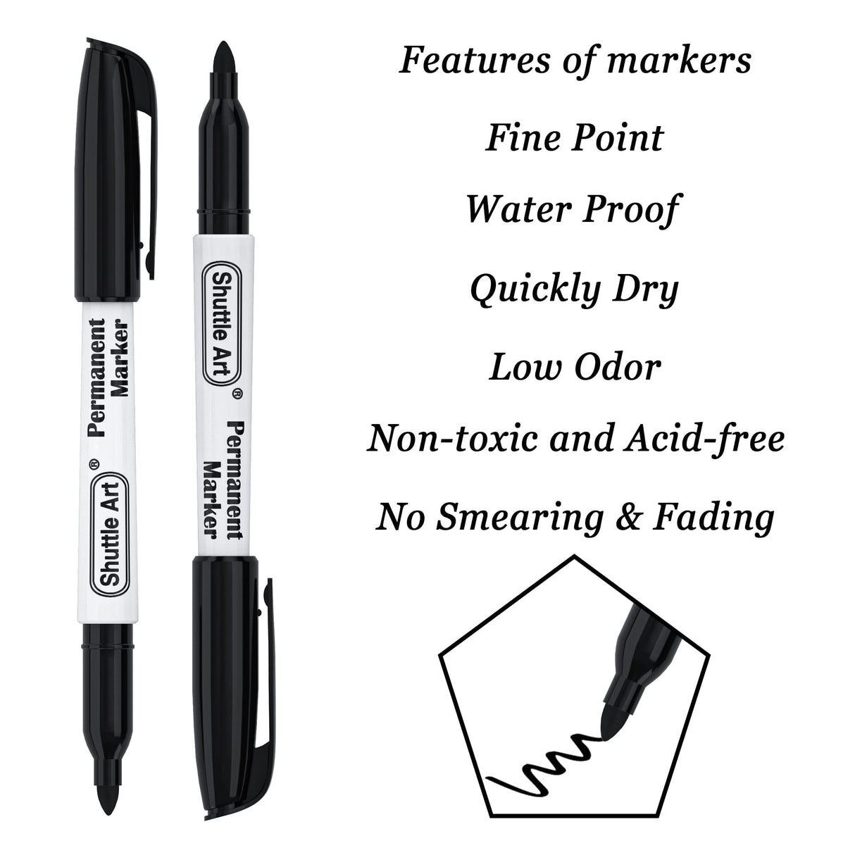 Shuttle Art Permanent Markers Bundle, 30 Pack Black and 30 Pack Blue Permanent Marker set,Fine Point, Works on Plastic,Wood,Stone,Metal and Glass for Shuttle Art
