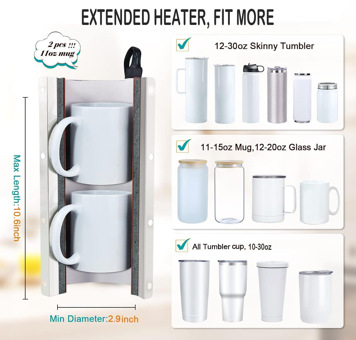 AKEYDIY Tumbler Heat Press 30oz 20oz 16oz Sublimation Tumblers Press Straight Skinny Tumbler Cup Press Glass Jar Cans,Tumbler Mug Heat Press Machine AKEYDIY