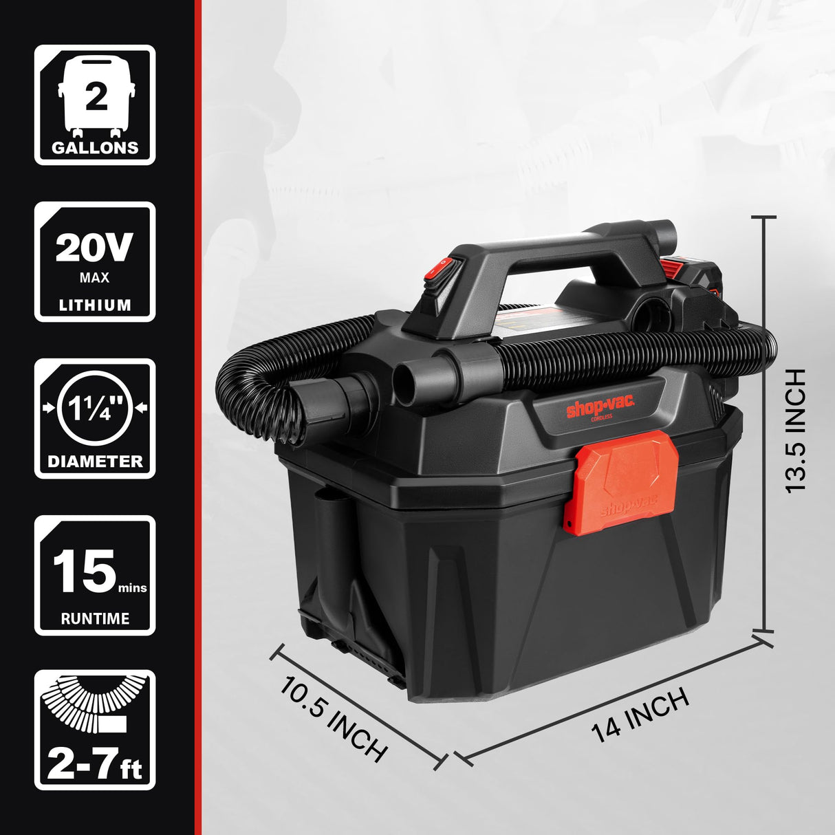 Shop-Vac 20V Cordless Wet/Dry Vacuum, 3-in-1 Portable Shop Vacuum Cleaner, Battery and Charger Included, Ideal for Jobsite, Garage, Car & Workshop Shop-Vac