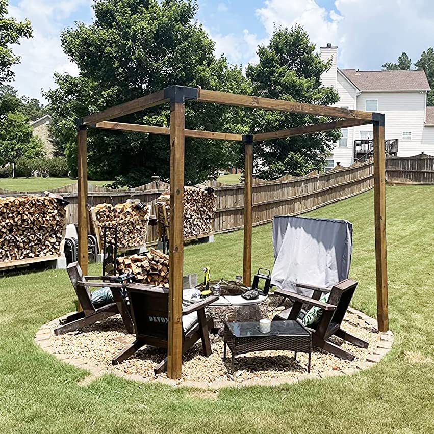 Antsky Stainless Steel 3-Way Right Angle Corner Pergola Bracket with Screws for 4x4 Inch(Actual: 3.5x3.5 Inch) Wood Beams,Pergola/Gazebo Kit (4 Pack) Antsky