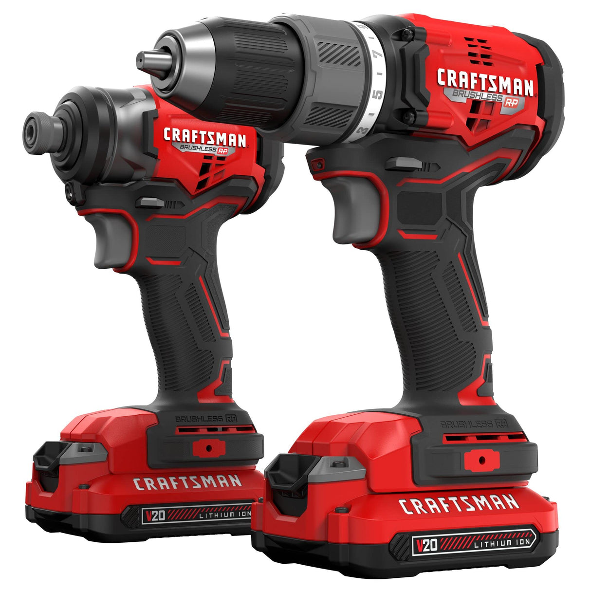 CRAFTSMAN V20 RP Cordless Drill and Impact Driver, Power Tool Combo Kit, 2 Batteries and Charger Included (CMCK211C2) Craftsman