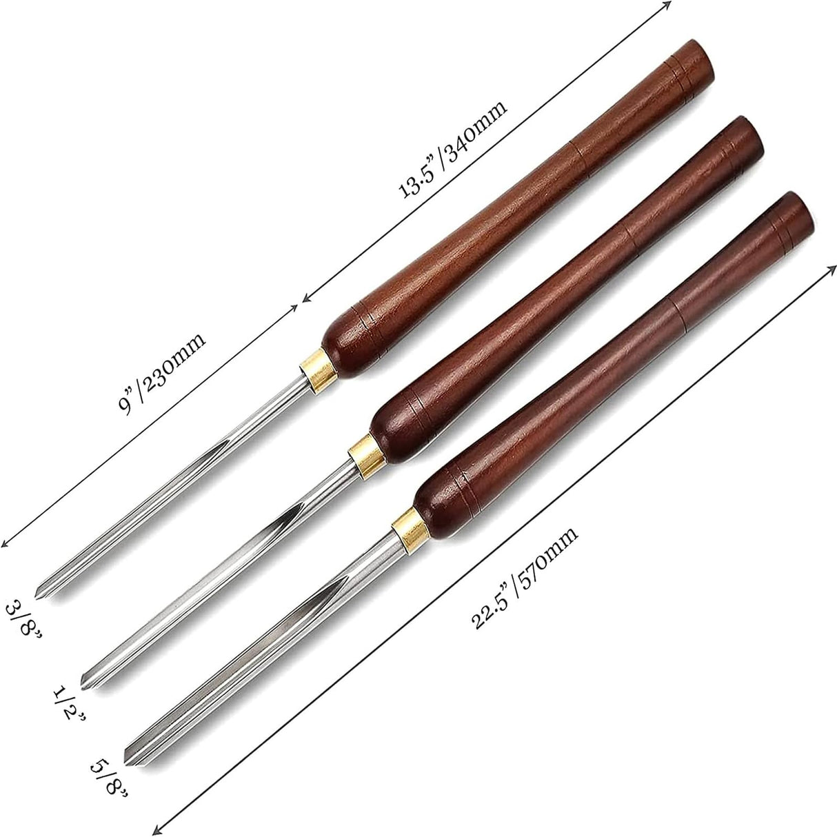 Chisel Sets,Turning Tool,3 Pieces HSS Bowl Gouge Lathe Chisel Set, Wood Turning Tools with Wooden Box, Woodworking Lathe Tools 3/8-Inches, 5/8-Inches UiiLo