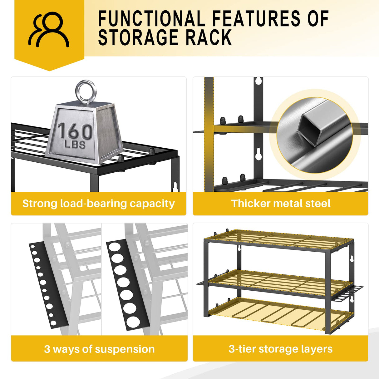 Spacecare Power Tool Organizer- Cordless Power Drill Tool Holder- Heavy Duty Tool Shelf & 1 Pack 3 Layers Tool Rack - Floating Tool Shelf Wall SPACECARE