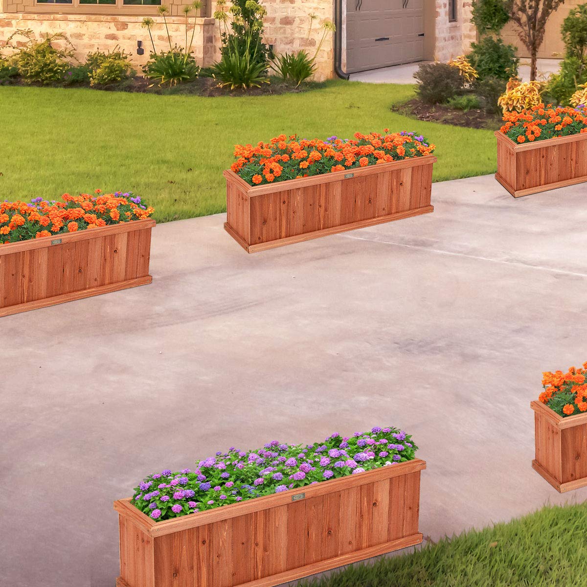 Giantex Raised Garden Bed Flower or Vegetable Planter Window Mounted Plant Box for Garden, Yard Wood Box for Planting (40" LX12 WX12 H) Giantex