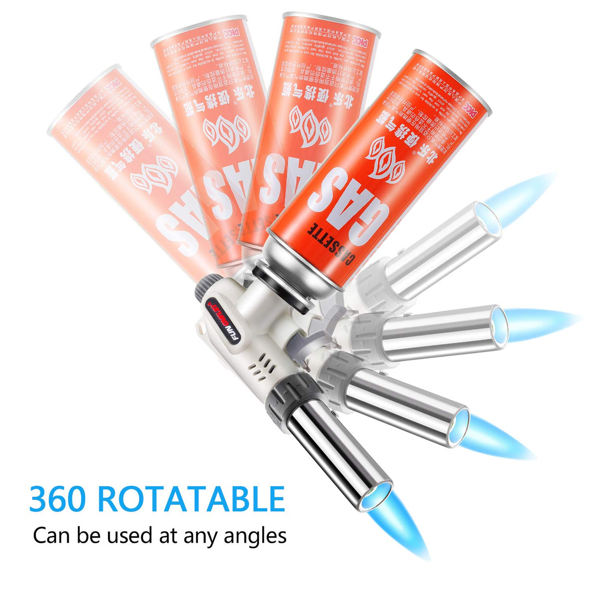 FunOwlet,Butane Torch Kitchen Blow Lighter, Culinary Torches Head Professional Chef Cooking Adjustable Flame For Sous Vide, Creme Brulee, Baking, BBQ FunOwlet