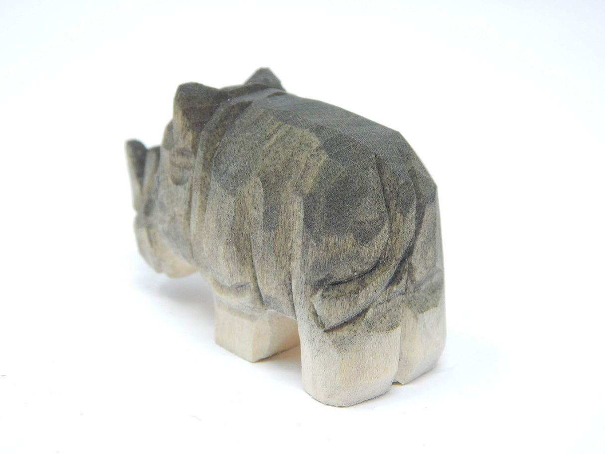 Selsela Rhino Figurine Art Garden Statue Home Decoration Wood Carving Miniature Small Animal Sculpture Selsela