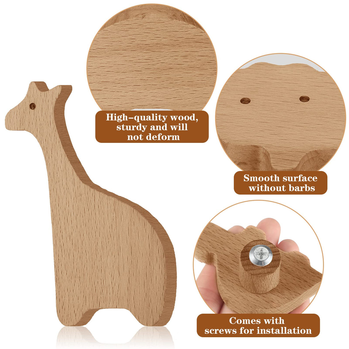 Qunclay Wooden Animal Cabinet Knobs Decorative Wood Dresser Knobs with Screws Dresser Pulls Wood Marine Woodland Animals Knobs Furniture Knobs Qunclay