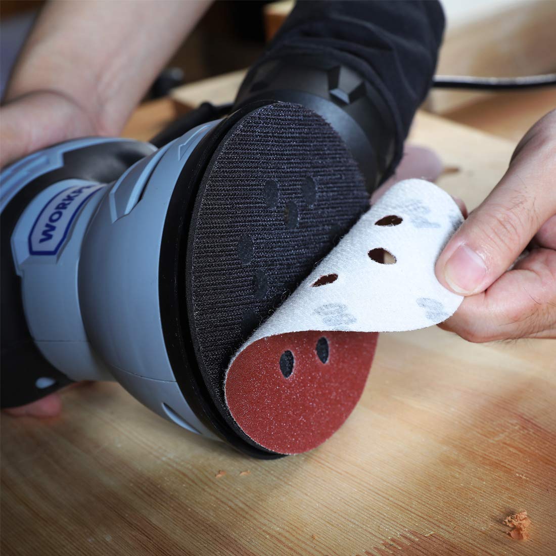 WORKPRO 150-piece Sanding Discs Set - 5-Inch 8-Hole Sandpaper 10 Grades Include 60, 80, 100, 120, 150,180, 240, 320, 400, 600 Grits for Random WORKPRO