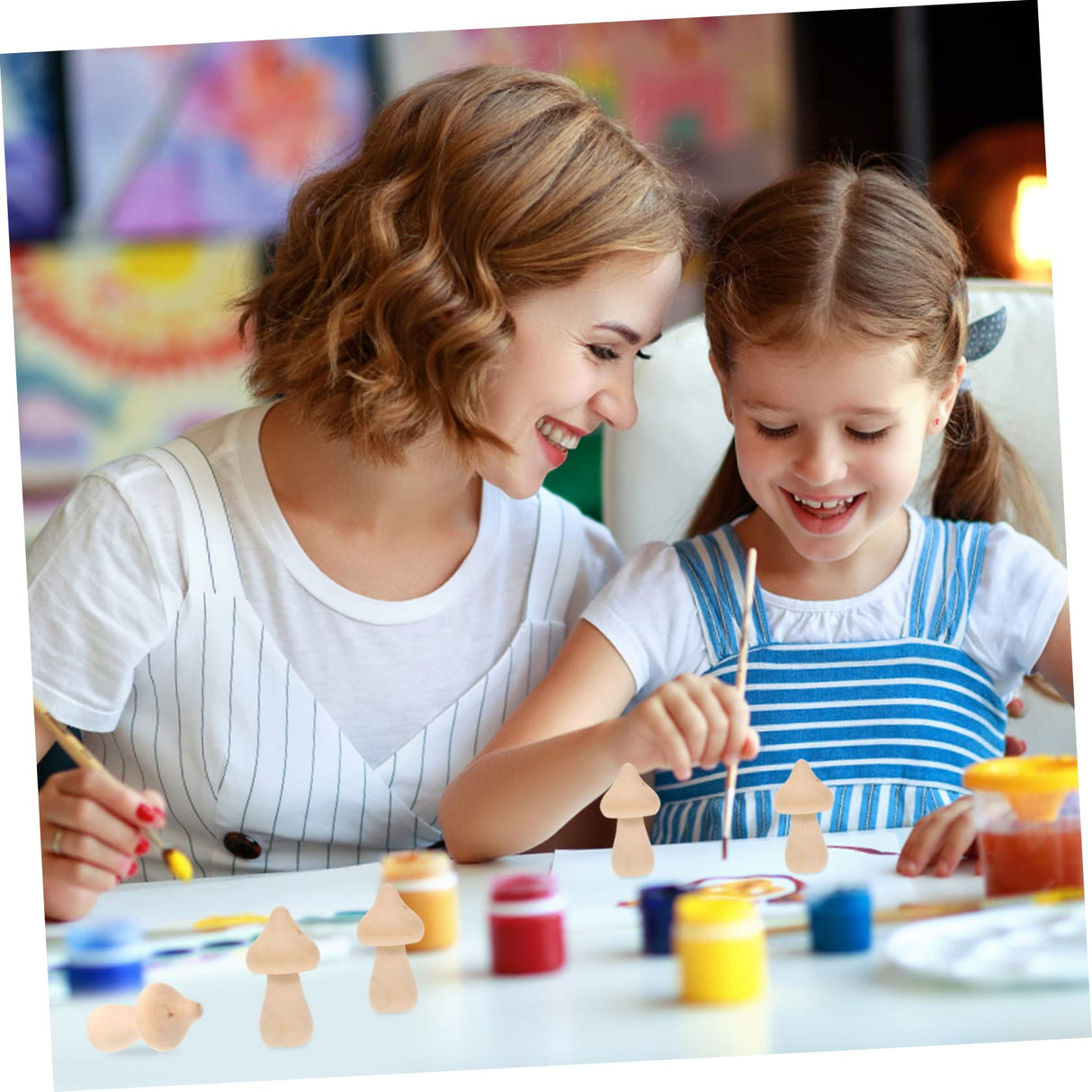 NOLITOY 10pcs Wooden Mushroom DIY Wood Mushroom Unfinished Wood Toy Wooden Peg Dolls Wooden People Body Unpainted Wood Mushroom Home Decorations NOLITOY