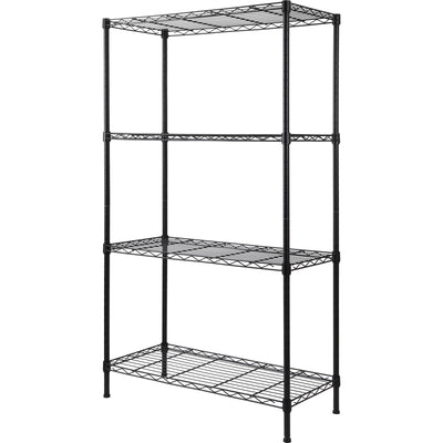 REGILLER 4-Wire Shelving Metal Storage Rack Adjustable Shelves,Standing Storage Shelf Units for Laundry Bathroom Kitchen Pantry Closet (Black,30L x