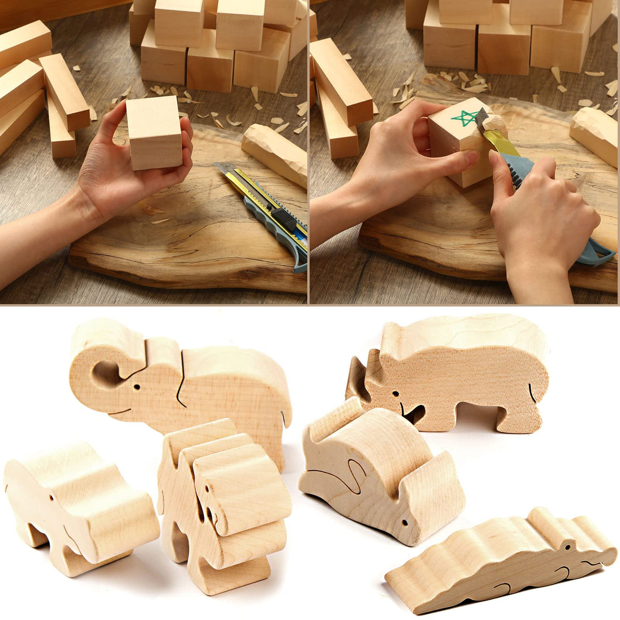 36 Pack Basswood Carving Blocks Set Unfinished Wooden Crafts Wooden Block Basswood for Wood Carving Crafts and Decoration Wood Blocks Wood Carving Weysat