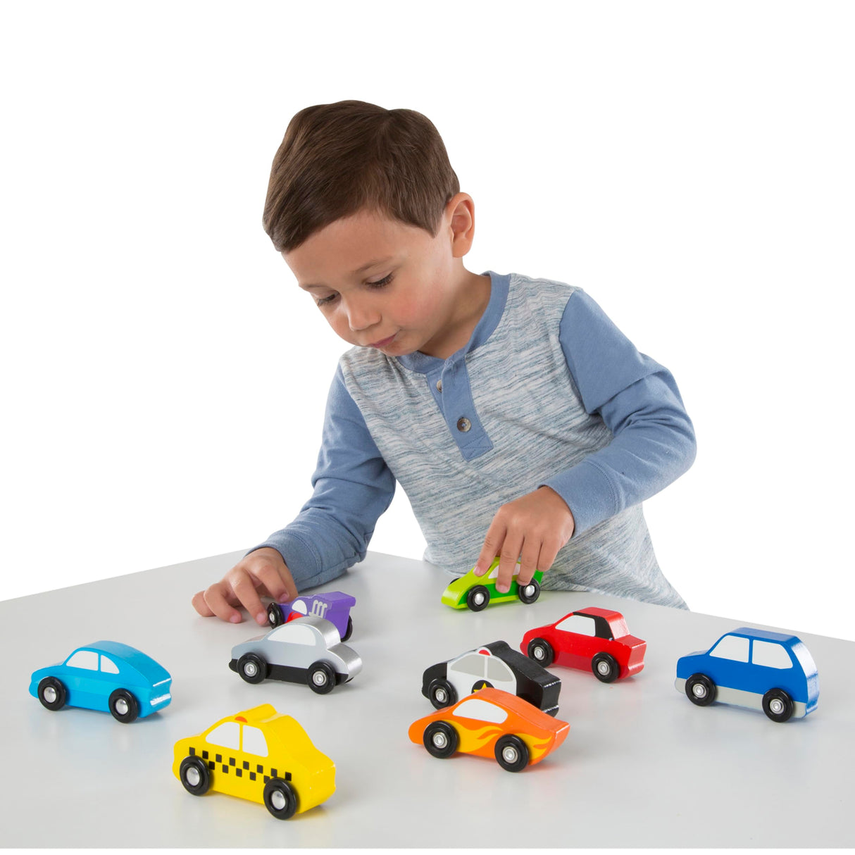 Melissa & Doug Wooden Cars Vehicle Set in Wooden Tray - Toys For Toddlers And Kids Ages 3+ Melissa & Doug