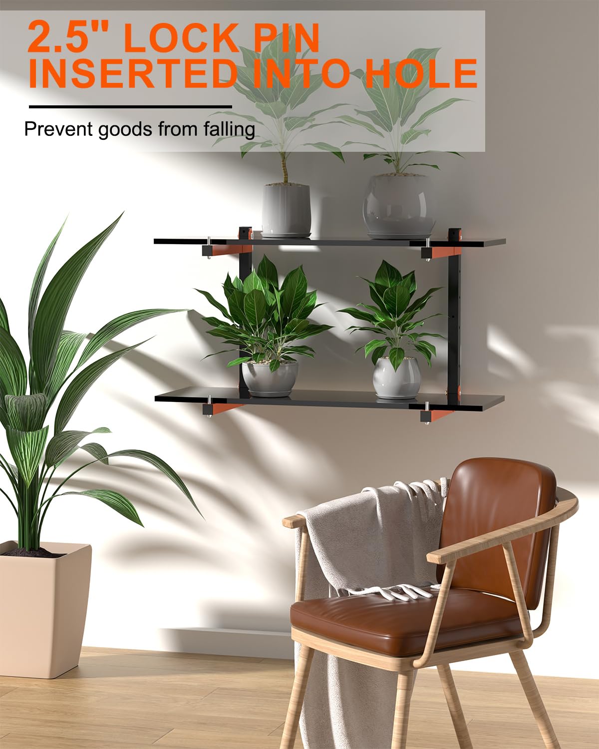 Acools Lumber Storage Rack, Lumber Rack Wall Mount, Heavy Duty Wood Storage Racks with 9-Level System, 1080 lb Durable Garage Wood Organizer, Orange Acools