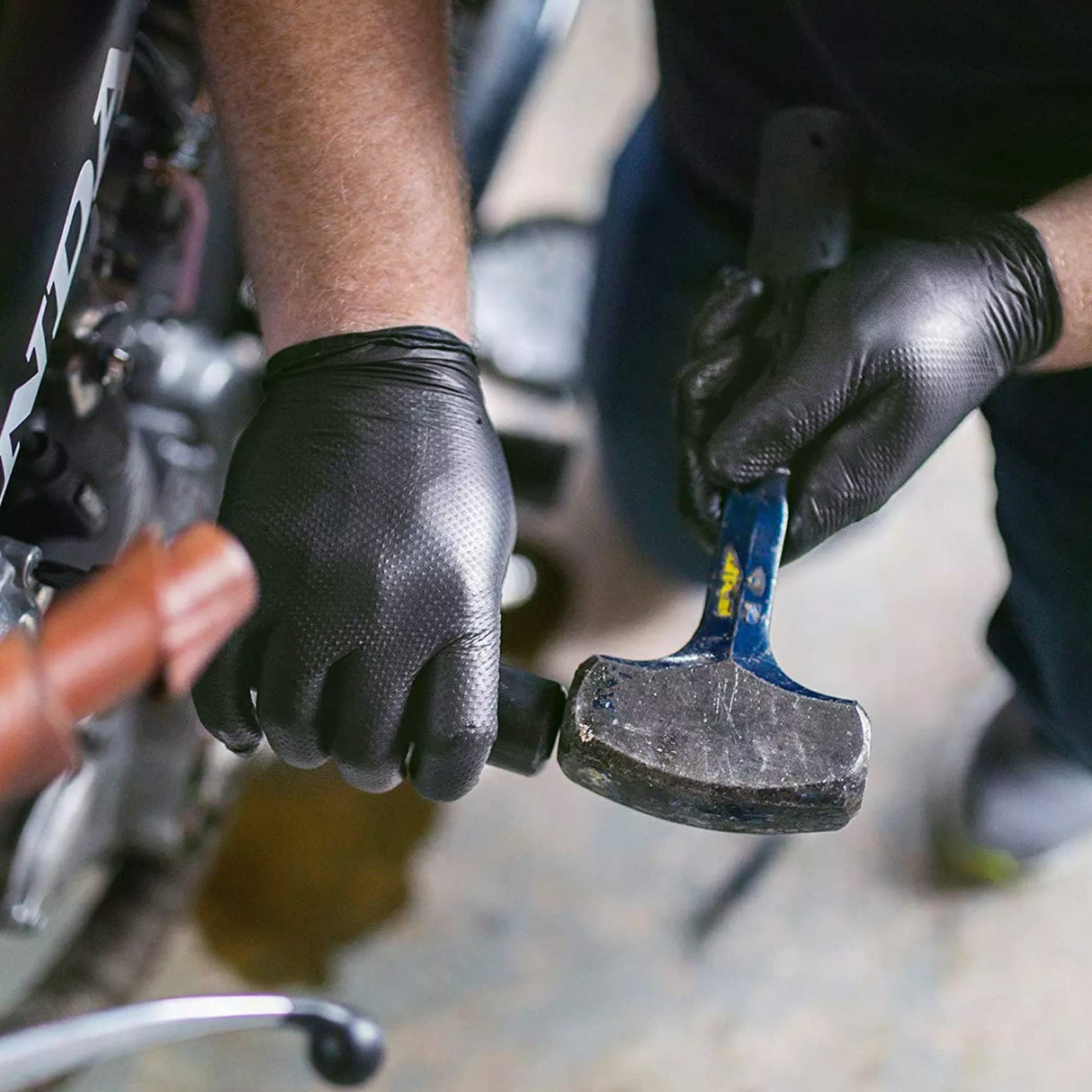 TITANflex Thor Grip Heavy Duty Black Industrial Nitrile Gloves, 8-mil, XL, Box of 100, Latex Free, Raised Diamond Texture, Powder Free, Food Safe, TITANflex