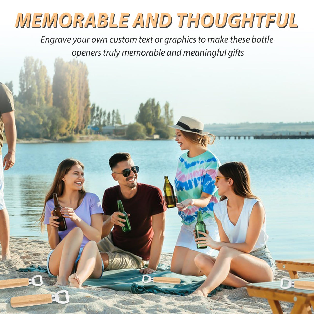 24pcs Bottle opener Beer Opener with Wooden Handle for engraving Cider Wine Bottle Opener Party Wedding Gifts YFANITI