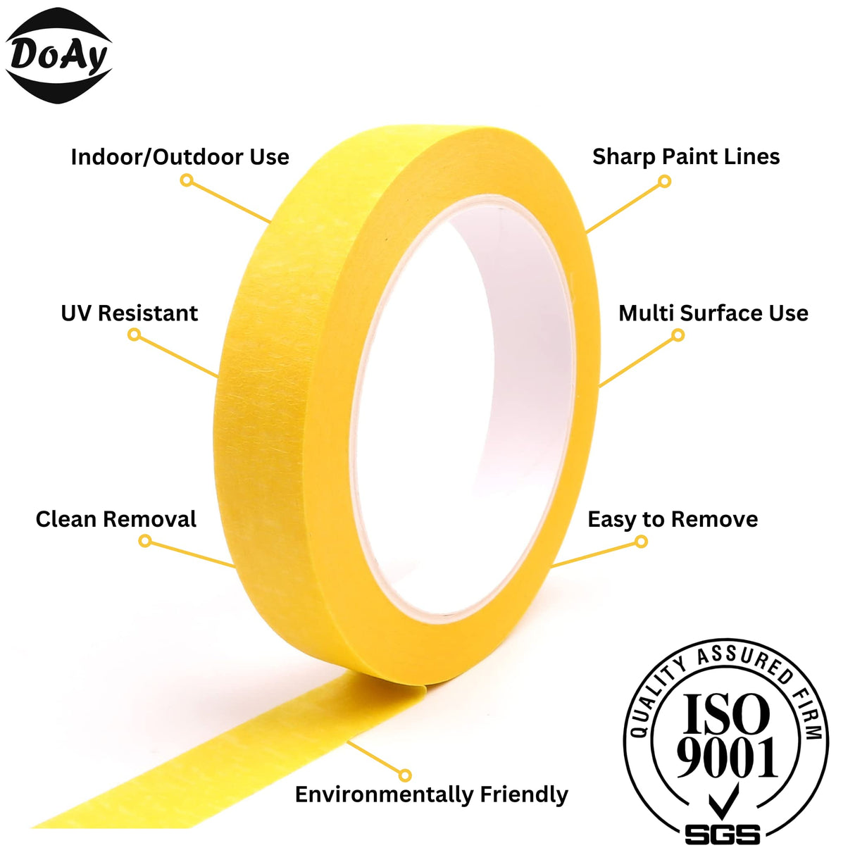 DOAY 5 Rolls Pinstripe Tape - Masking Tape 1/16", 1/8", 1/4", 1/2", 3/4" - Thin Painters Masking Automotive Tape for DIY, Car, Auto, Paint, Art, DOAY