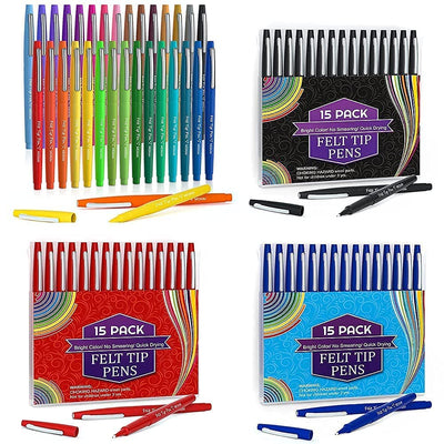 Lelix Felt Tip Pens, 30 Colors & 15 Black & 15 Blue & 1 Red Medium Point Felt Pens, Colored Pens For Journaling, Writing, Note Taking, Planner