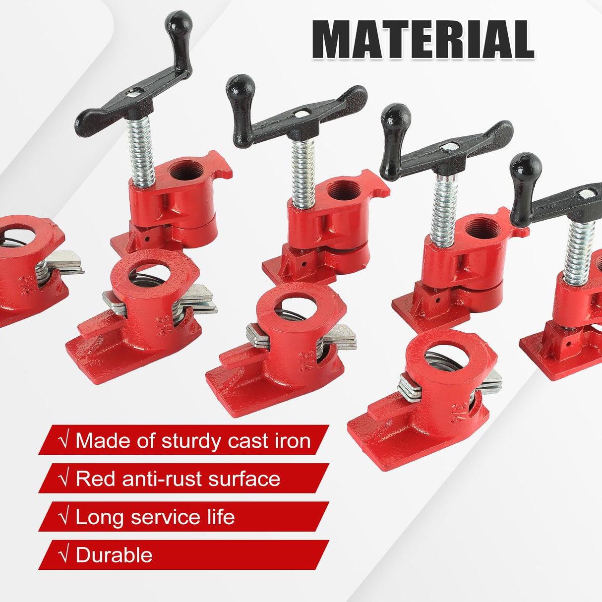 FLKQC Wood Gluing Pipe Clamp Set, Heavy Duty Cast Iron Quick Release Pipe Clamps for Woodworking, Pipe Clamps Quick Release for Woodworking, FLKQC