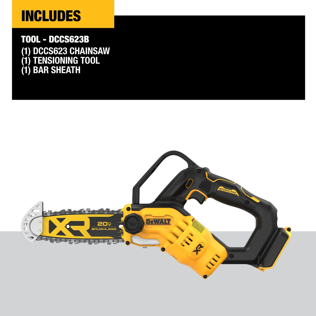 DEWALT 20V MAX Pruning Chainsaw, 8 Inch Bare Tool Only (DCCS623B) DEWALT