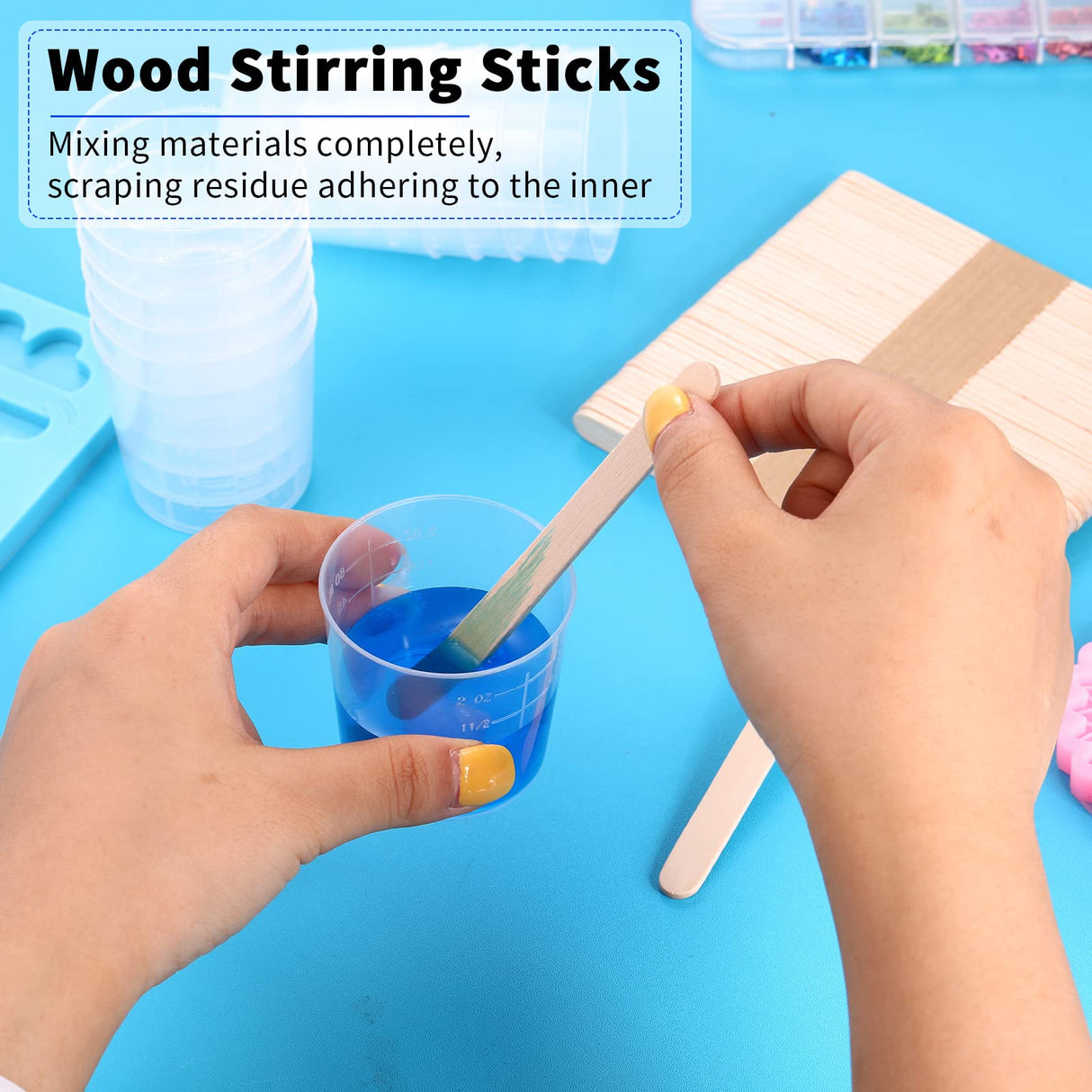 200 Pcs 2 Ounce Epoxy Mixing Cups Disposable Measuring Cups for Resin 60 ml Graduated Plastic Medicine Cups Bulk Clear Beaker Cup with 200 Mixing Konohan