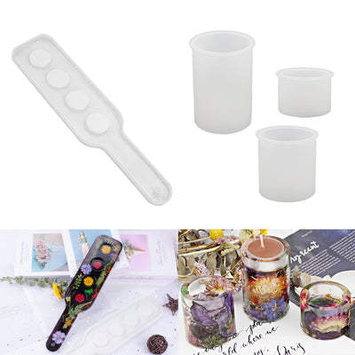 RESINWORLD 3 Size Tealight Candle Holder Mold + 4 Holes Shot Glasses Tray Resin Mold