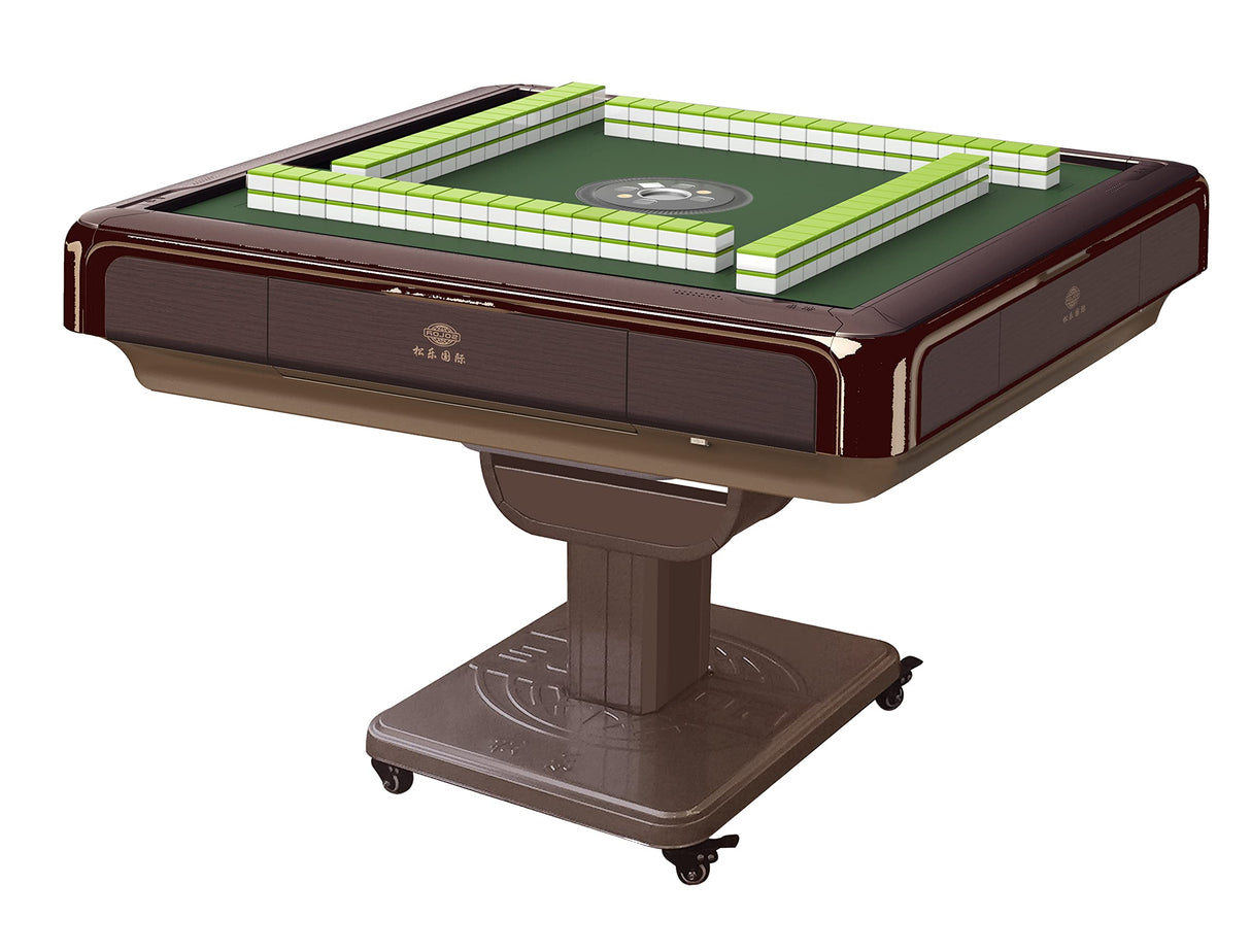 Folding Automatic Mahjong Mah jongg Table 36mm American Mahjong Numbered Tiles Foldable Style with 2 Sets of Tiles + 4 Racks Built-in Hard Table usamjtable