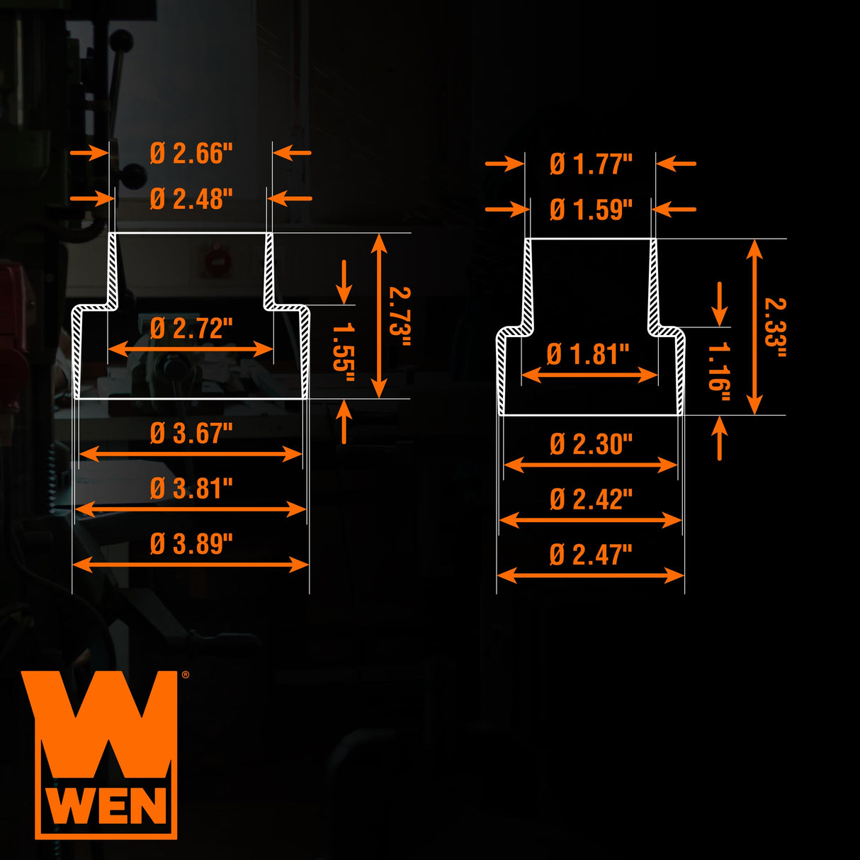 WEN 5-Step Modular Dust Hose Reducer and Adapter Set (DCA014) WEN