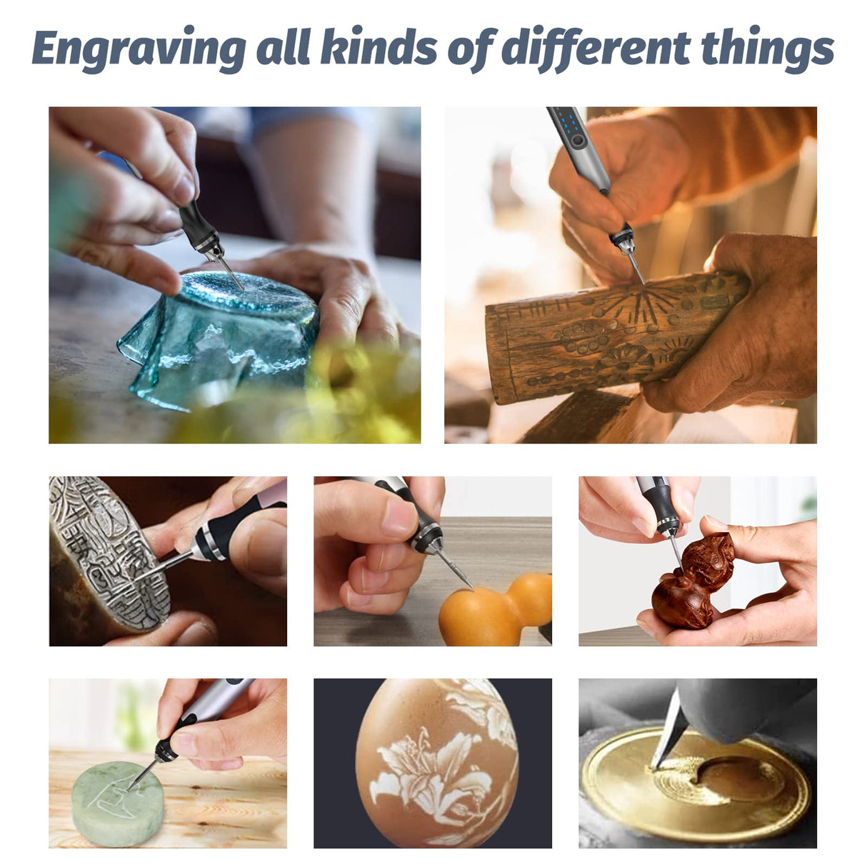 Defabee Engraving Pen with 34Bits, Portable Engraving Pen Electric Cordless Rotary Tools, Professional Engraver Tool for Metal to Wooden, Glass, Defabee