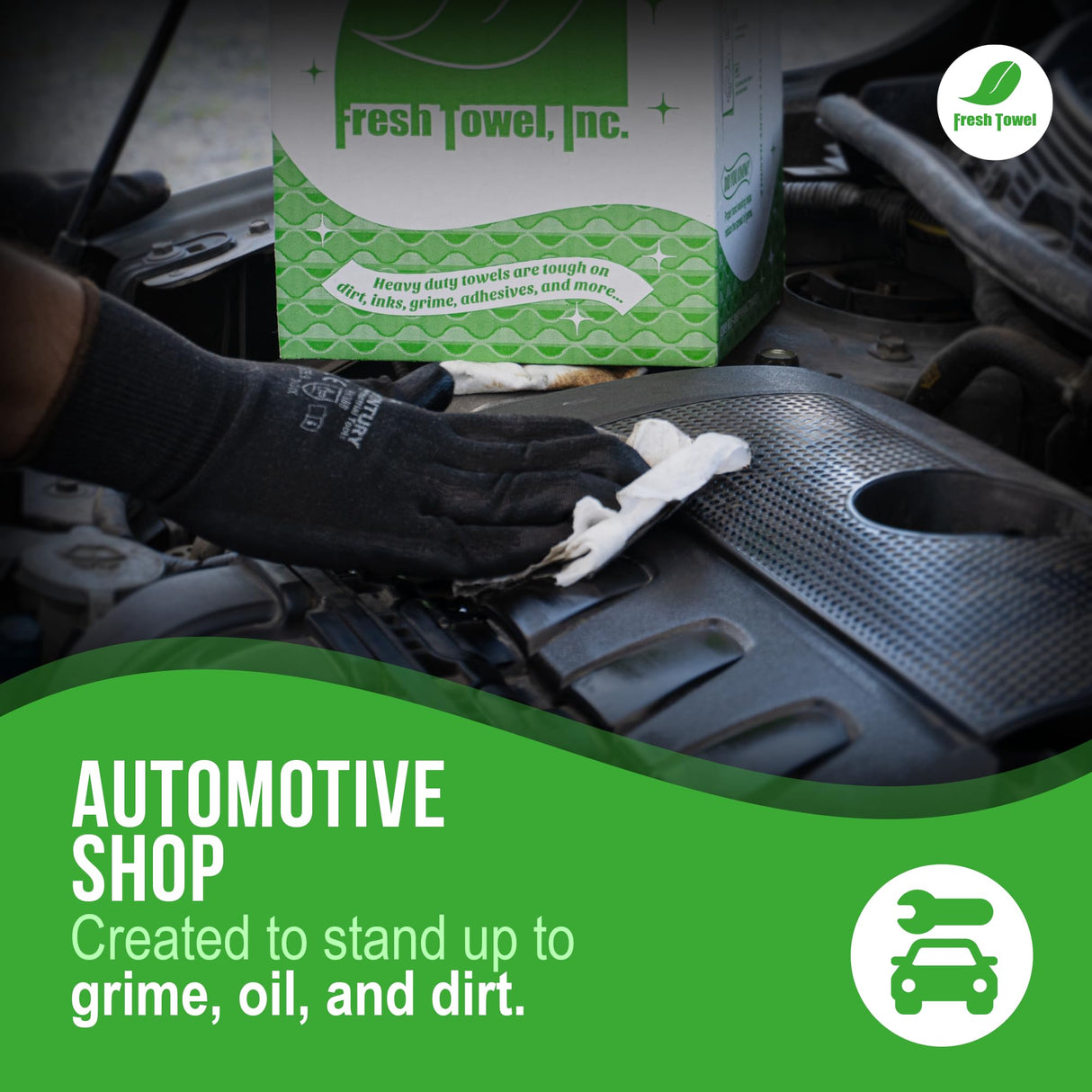 Fresh Towel Ultra Strong Center Pull Shop Towels - (1 Box of 300) Disposable Cleaning Towels - White, 9 x 12 inches - FT500 Fresh Towel, Inc.