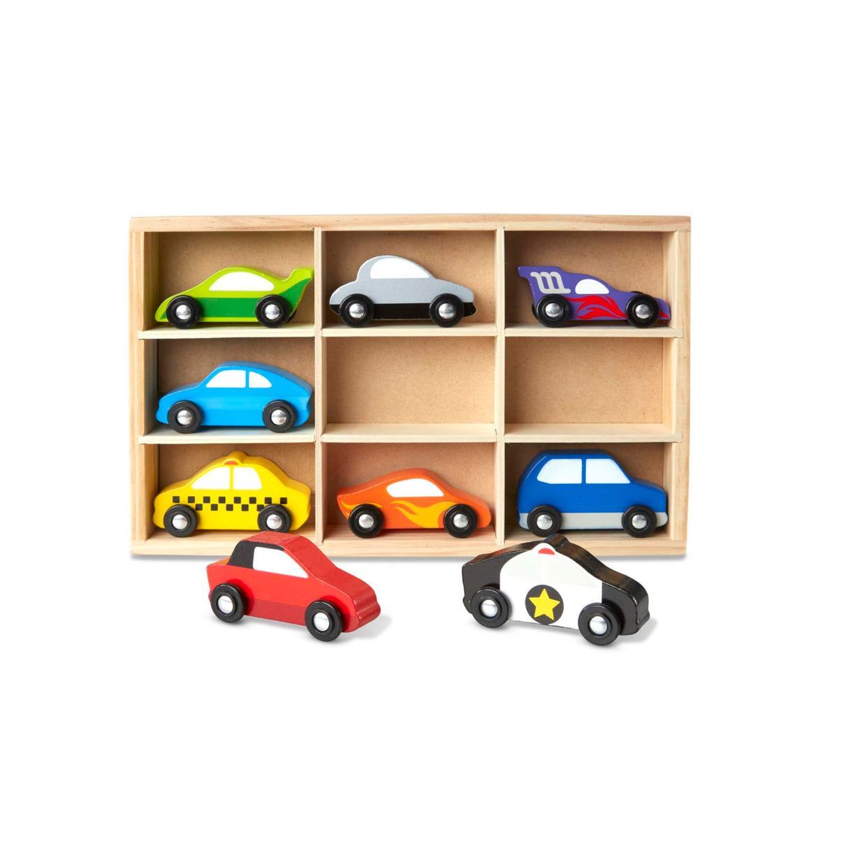 Melissa & Doug Wooden Cars Vehicle Set in Wooden Tray - Toys For Toddlers And Kids Ages 3+ Melissa & Doug